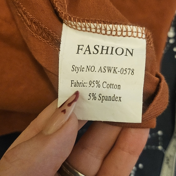 Rust Babydoll Cotton Mini Dress V Neck Size S - Picture 9 of 9